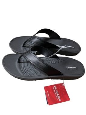 OKBASHI Black Surf Flip Flop Sandals Vegan Men’s Size XL Made in USA -- NWT